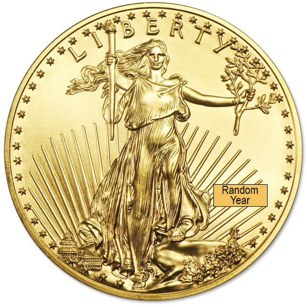 1/10 oz American Gold Eagle Coin, .9167 fine gold, US Mint
