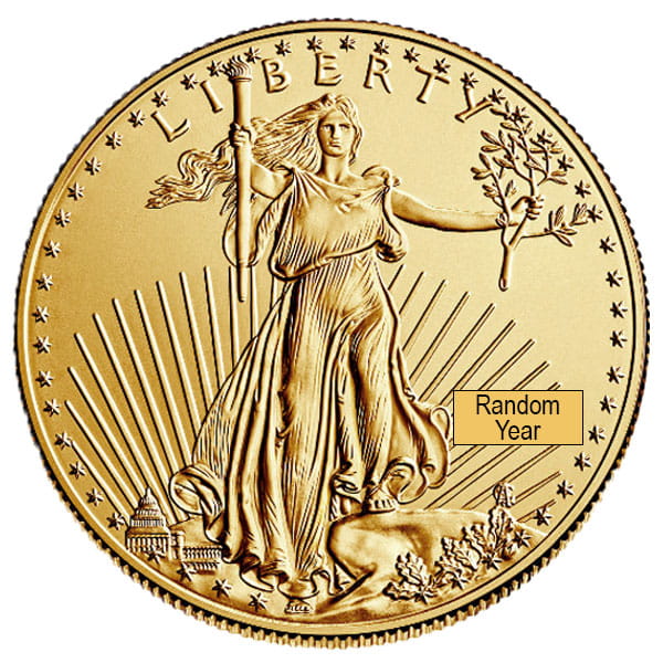 1/4 oz American Gold Eagle Coin, .9167 fine gold, US Mint