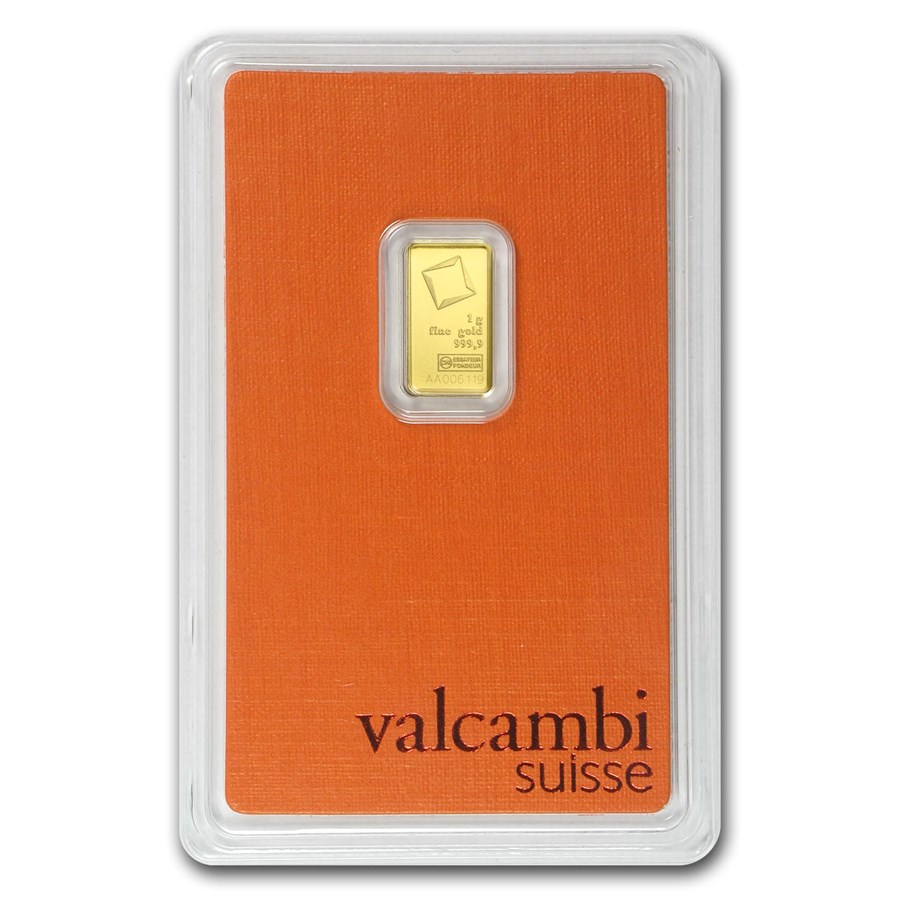 1 Gram Valcambi Gold Bar, .9999 fine gold, Valcambi