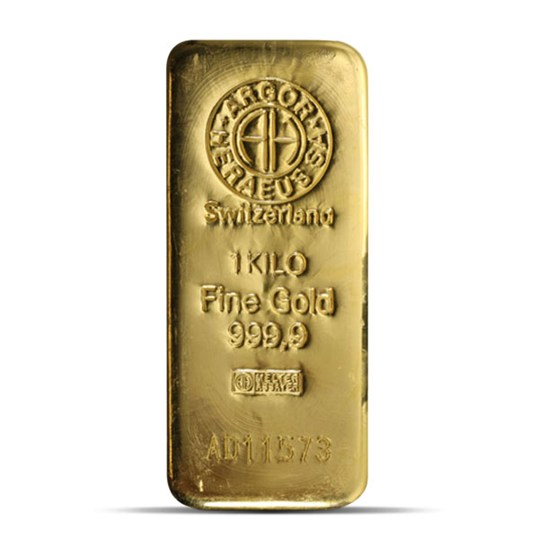 1 kilo Argor-Heraeus Gold Bar, .9999 fine gold, Argor-Heraeus