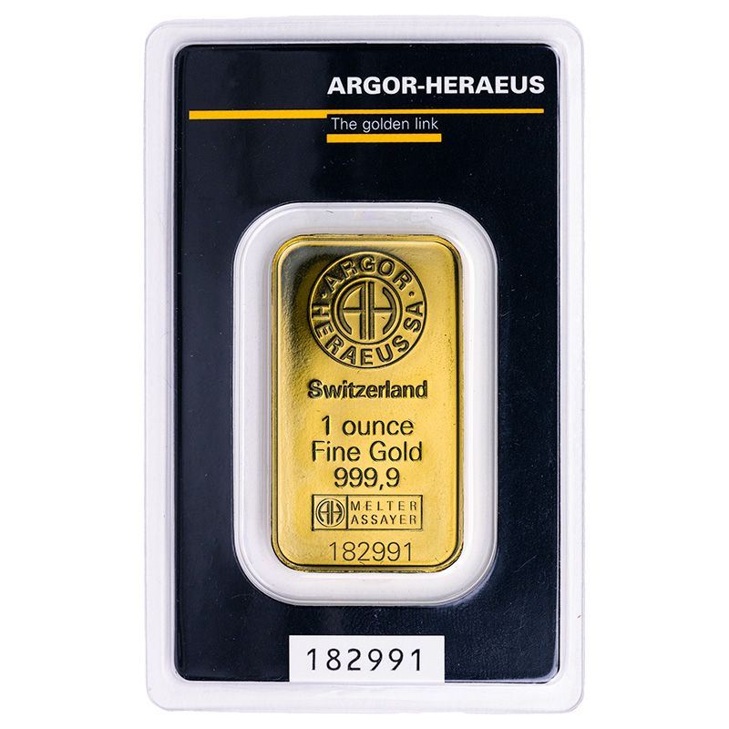 1 oz Argor-Heraeus Kinebar Gold Bar, .9999 fine gold, Argor Heraeus
