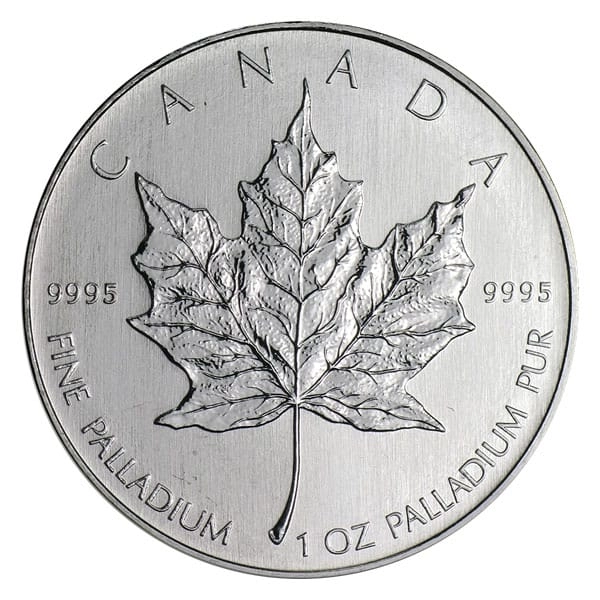 1 oz Canadian Palladium Maple Leaf Coin, 0.9995 fine palladium, Royal Canadian Mint