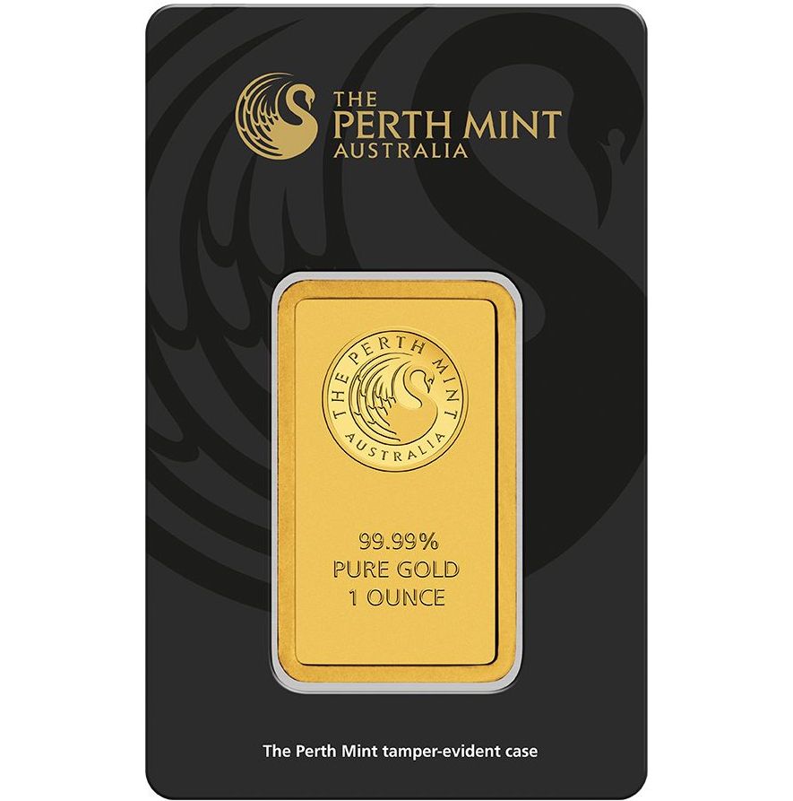 1 oz Perth Mint Gold Bar, .9999 fine gold, Perth Mint