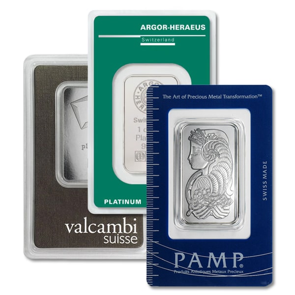 1 oz Platinum Bar Random Brand, .9995 fine silver, Various