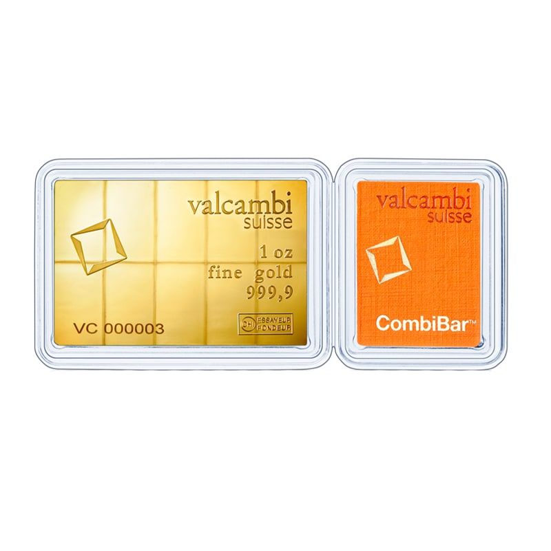 10 x 1/10 oz Valcambi Gold CombiBar, .9999 fine gold, Valcambi