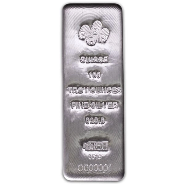 100 oz Pamp Suisse Silver Bar, .999 fine silver, PAMP Suisse