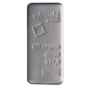 100 oz Valcambi Silver Bar, .999 fine silver, Valcambi
