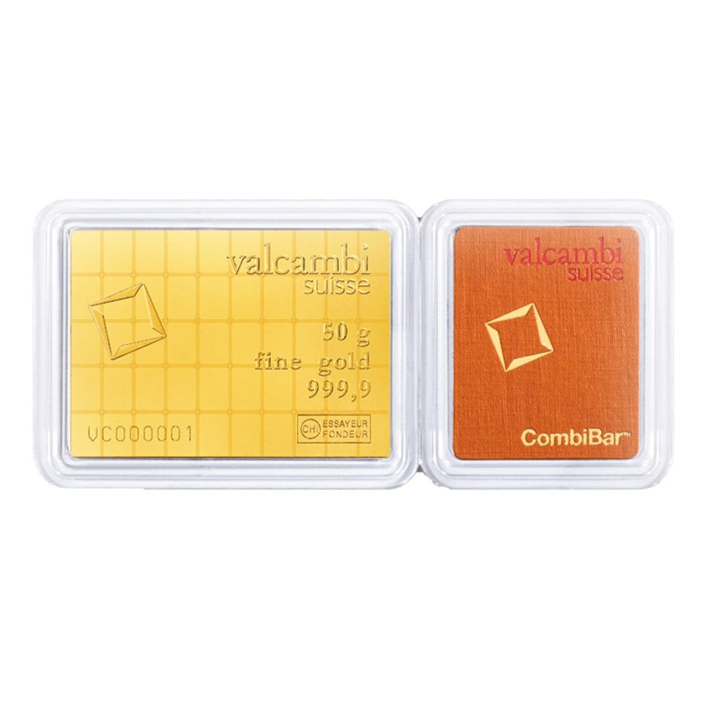 50 x 1 Gram Gold Valcambi CombiBar, .9999 fine gold, Valcambi