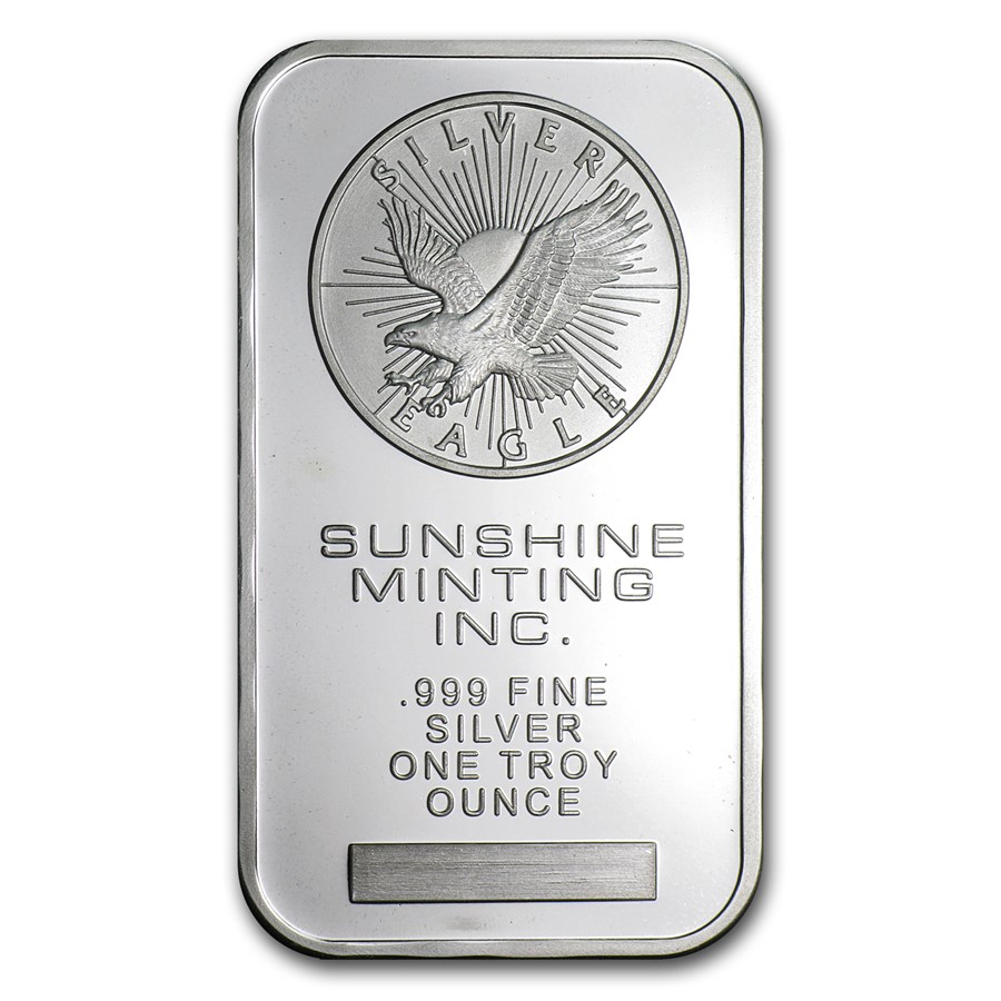 1 oz Silver Bar Sunshine Minting, .999 fine silver, Sunshine Minting